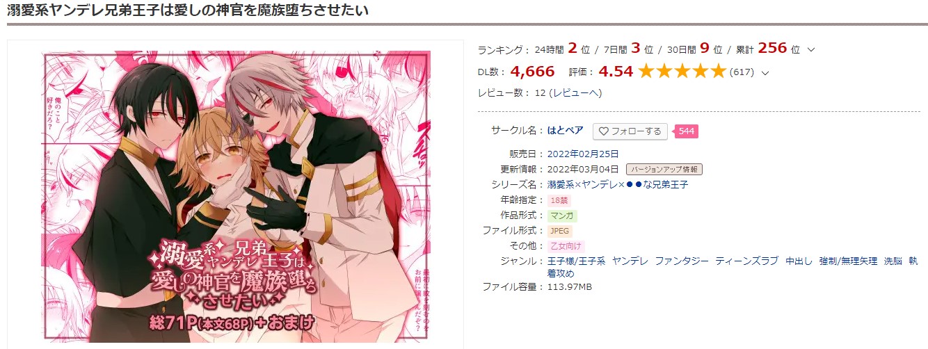 溺愛系ヤンデレ兄弟王子は愛しの神官を魔族堕ちさせたい DLサイト