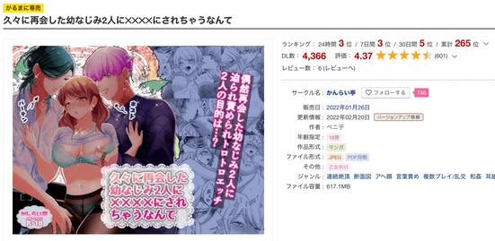久々に再会した幼なじみ2人に××××されちゃうなんて DLサイト