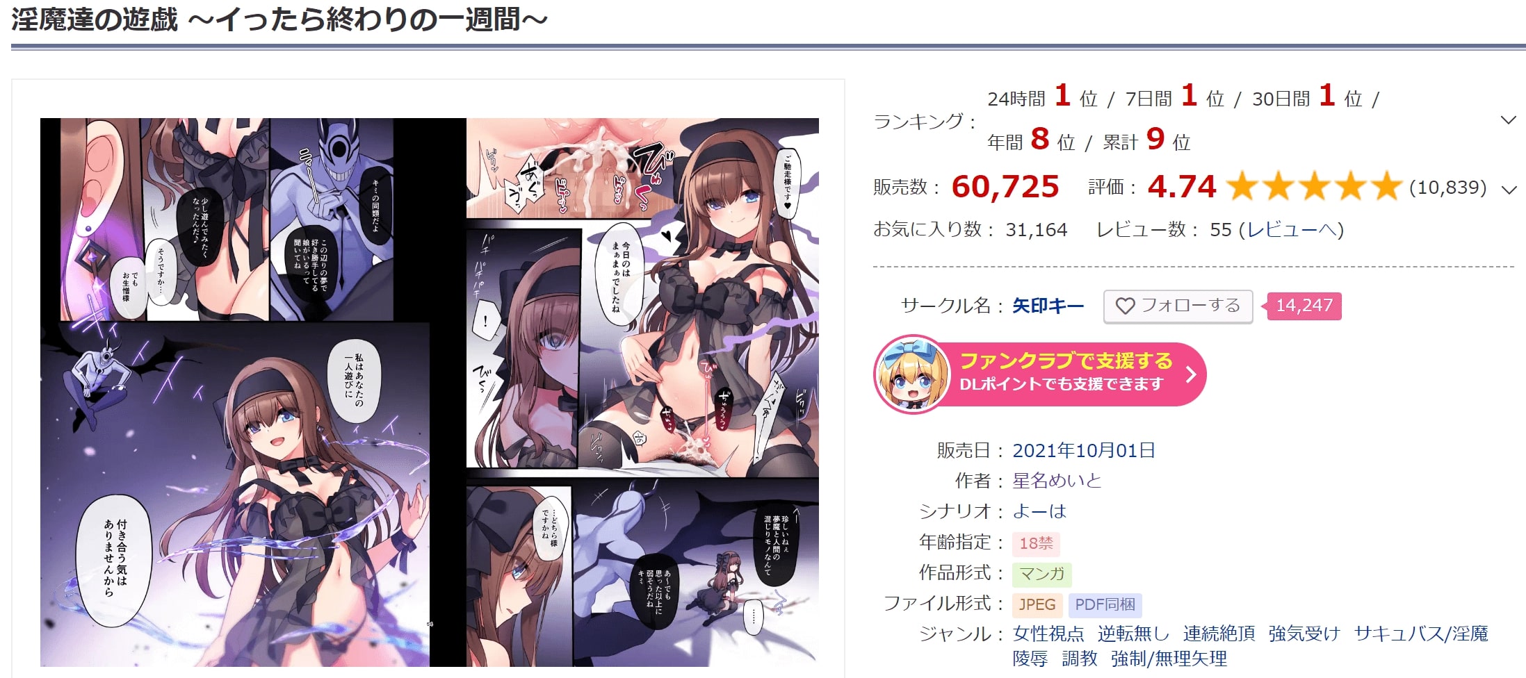 淫魔達の遊戯～イったら終わりの一週間～ DLサイト
