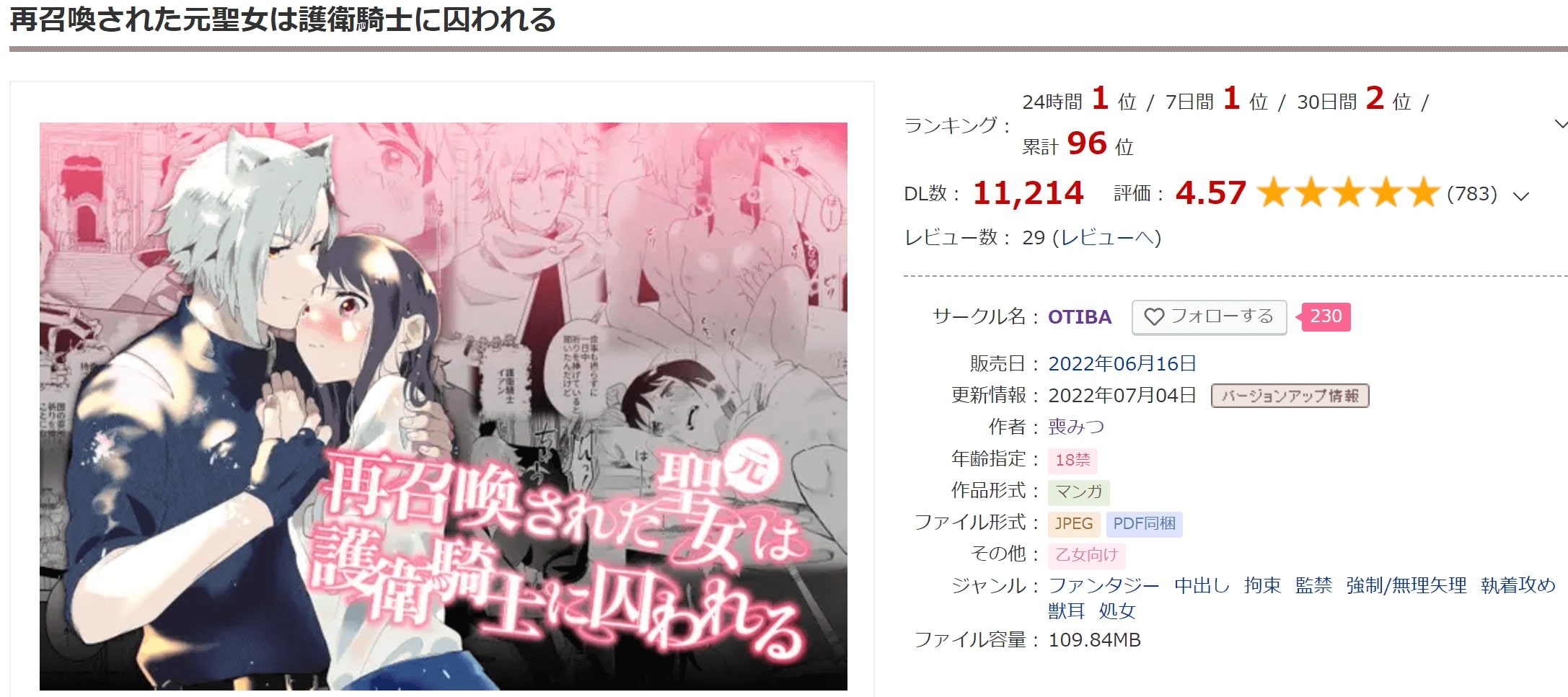 再召喚された元聖女は護衛騎士に囚われる DLサイト
