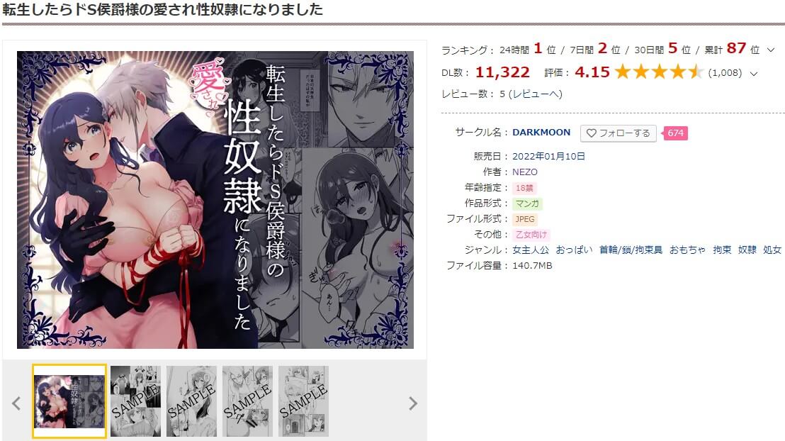 転生したらドS侯爵様の愛され性奴隷になりました DLサイト
